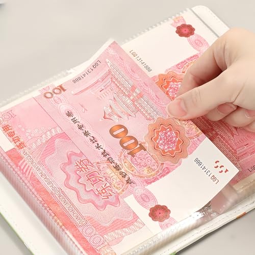 SUSOYAOCHEN 100 Envelope Savings Challenges Book Leather Cash Organizer 100 Pocket Money Challenge Binder Saver Successfully Reach Your Savings Goals (Purple) - Image 4