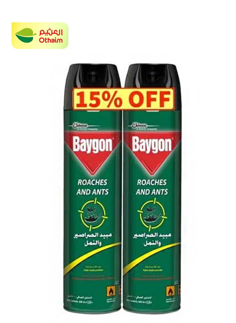 Baygon Baygon Roaches And Ants Killer Spray, 400 ml × 2@15 % 