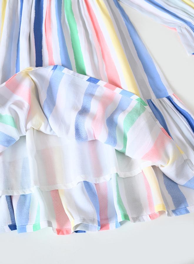 بيلا مودا فستان مخطط بكشكش - Image 4