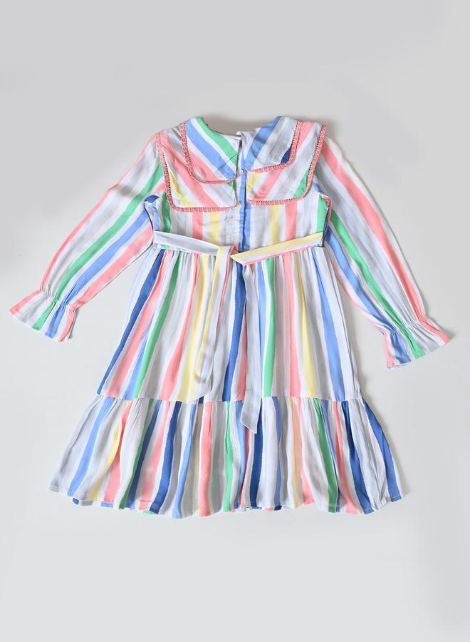 بيلا مودا فستان مخطط بكشكش - Image 5