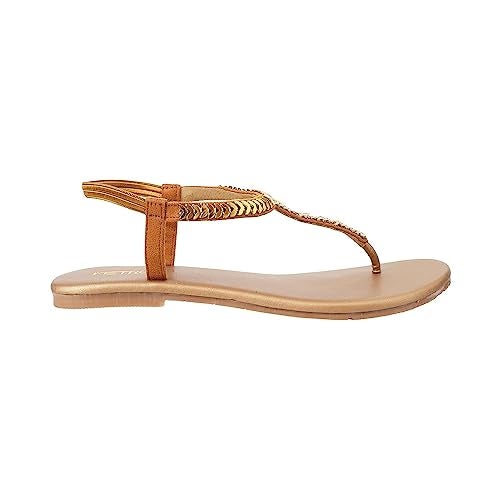 Metro Women Antic Gold Flat Fashion Sandal UK/7 EU/40 (33-96) - Image 3