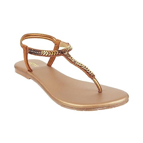 Metro Women Antic Gold Flat Fashion Sandal UK/7 EU/40 (33-96) - Image 2