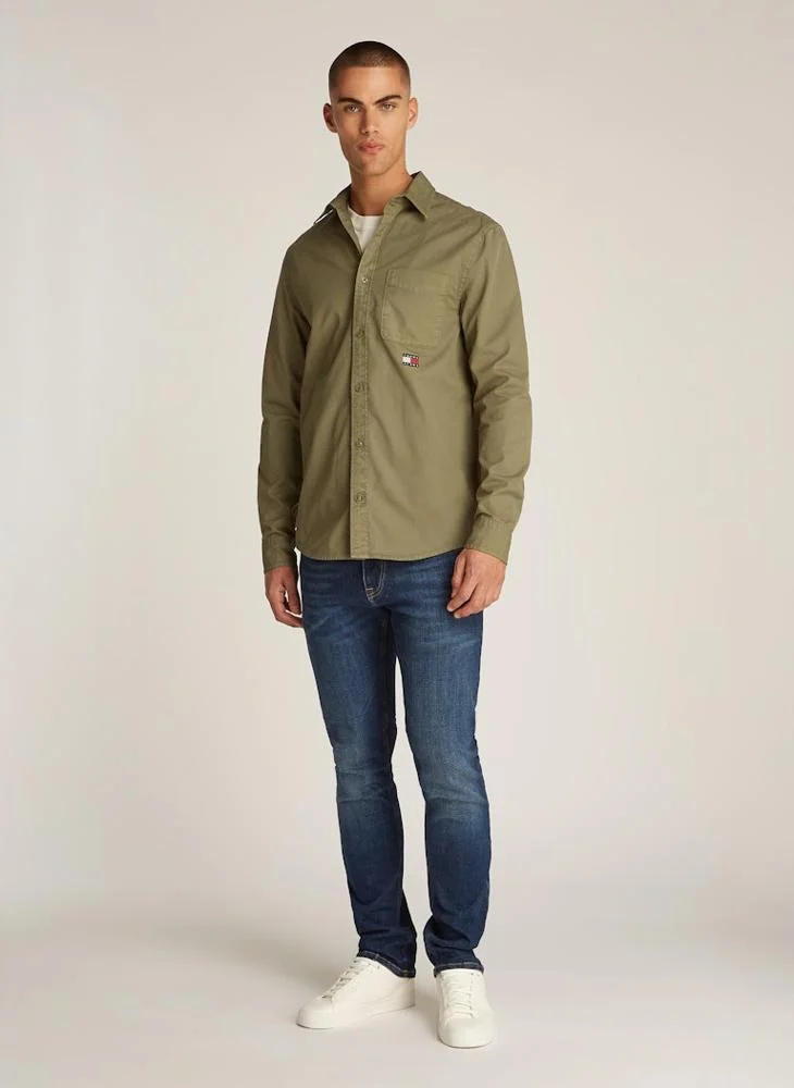TOMMY JEANS Logo Print Button Down  Regualr Fit Shirt