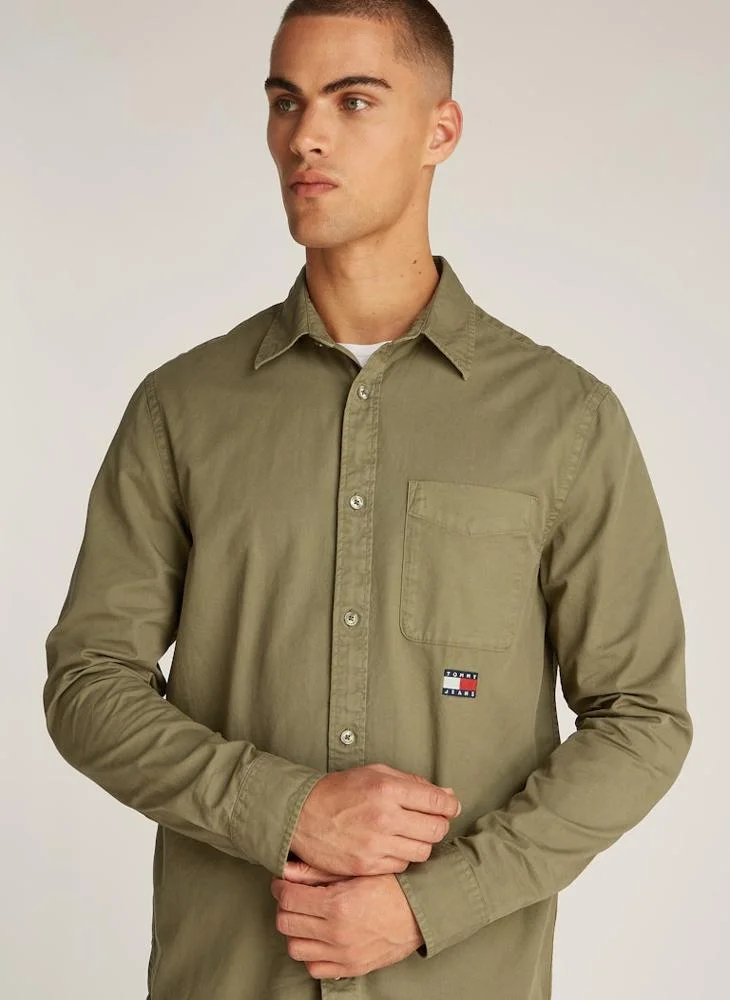 TOMMY JEANS Logo Print Button Down  Regualr Fit Shirt