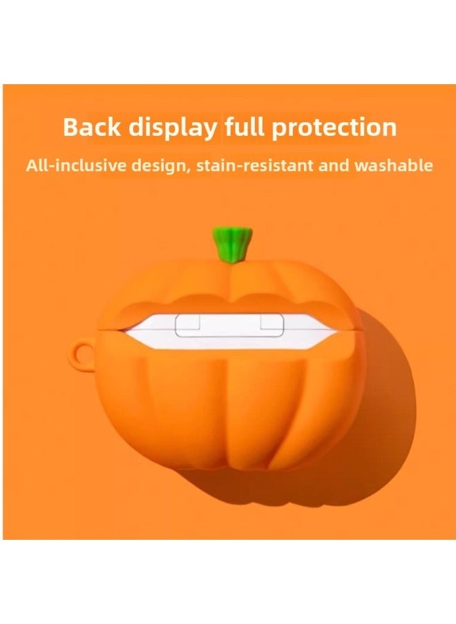 Generic - Suitable For Airpodspro2 Protective Cover 4 Generation 3 Soft Silicone Funny Pumpkin Earphones For Apple Wireless Bluetooth Soft-Color:Pumpkin Belt Pendant-Applicable Models:Airpods Pro/pro2 Universal - Image 1