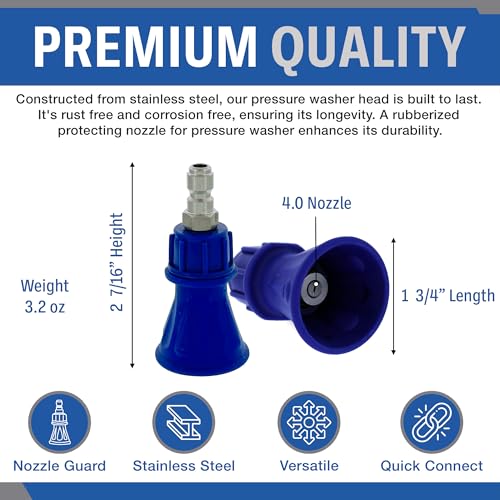 ESSENTIAL WASHER Pressure Washer Nozzle Guard With 4.0 Nozzle Size And 40° Angle | Stainless Steel Quick Connect Power Washer Nozzle - Image 2