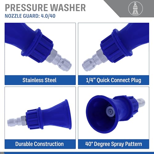 ESSENTIAL WASHER Pressure Washer Nozzle Guard With 4.0 Nozzle Size And 40° Angle | Stainless Steel Quick Connect Power Washer Nozzle - Image 3