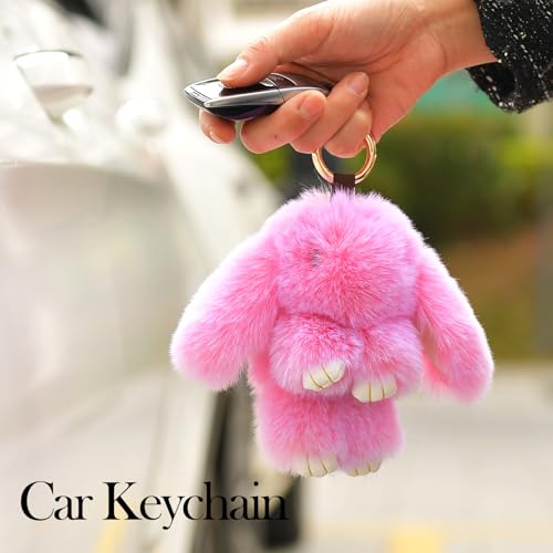 YILANFULL Bunnylulu Keychain Bunny Keychains Cute Plush Key Chain Rabbit Fur Stuffed Animal Strawberry Keyring Bag Handbag Charms Women - Image 3
