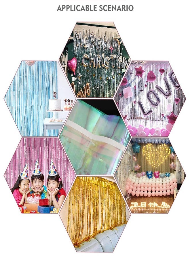 Hiflyer 3 Pack Fringe Streamers Curtains, Tinsel Fringe Party Backdrop, Birthday Decorations (3.3 x 6.6 ft, Clear & Colorful) - Image 5