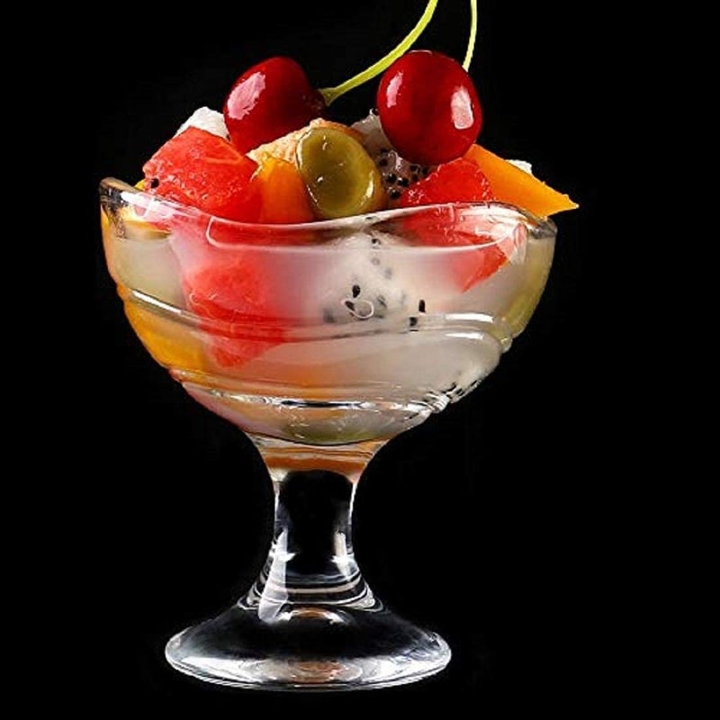 Krupasadhya Small Cute Round Shaped Crystal Clear Cut Glass Ice Cream CupsBowls Perfect for Dessert Ice Cream Fruit Salad and Cocktail Cup Set 150ml Pack of 2 Pcs - Image 4