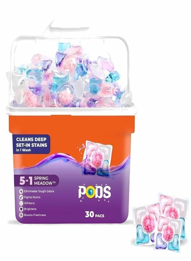 PSMS 5-in-1 Dissolvable Magic Laundry Pods for 30 Washes | Tough Stain Fighter for Top & Front Load Machines | Floral Aroma | Eco-Friendly | 1 Pod = 1 Wash for 5-7kg Loads (60 Tablet) - Image 1