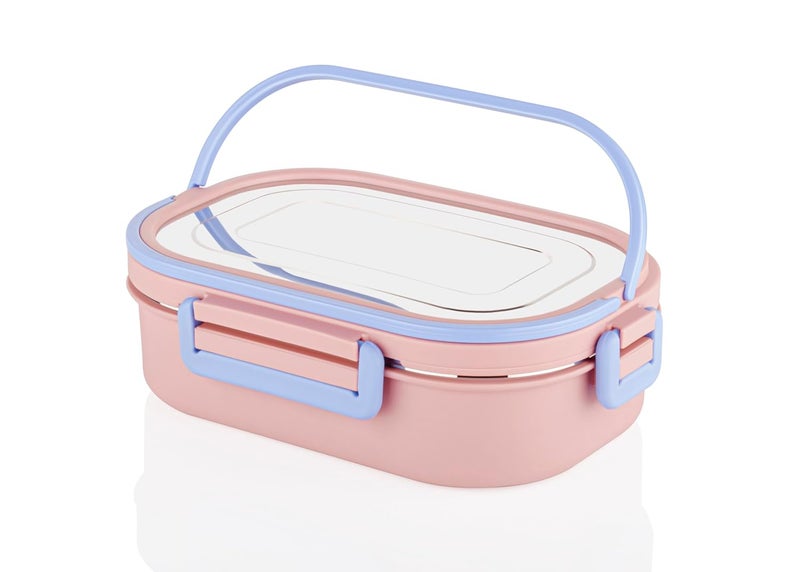 Ritu J354 Big Belly Airtight Lunch Box Inner Steel Outer Plastic Big Container 800ml Veggie Container 200ml Airtight Leak Proof Food Grade Hot and Fresh Many Hours - Image 1