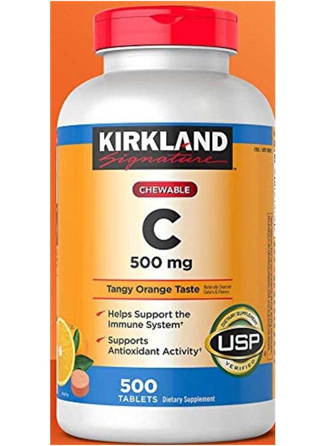 Kirkland Signature - Vitamin C 500mg 2-Pack or 1000 Tangy Orange Chewable Tablets - Image 1
