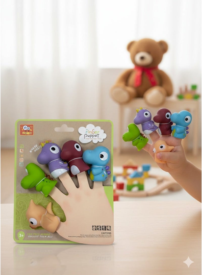 Toon Toyz 5-Piece Cute Dino / Monster Finger Puppets Set - Soft Rubber Imaginative Play Toys for Kids - Image 2