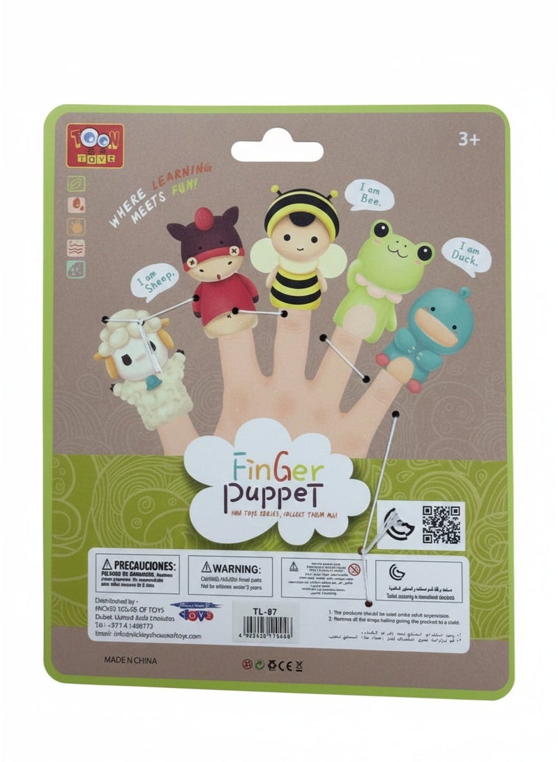 Toon Toyz 5-Piece Cute Dino / Monster Finger Puppets Set - Soft Rubber Imaginative Play Toys for Kids - Image 3