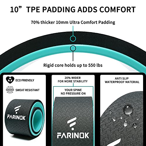 FARINOK Yoga Wheel Set of 2, Upgraded 10MM Thick Back Wheels for Pain Relief & Stretching, Strongest Back Roller for Deep Tissue Massage, Improving Yoga Poses Backbend - Image 2