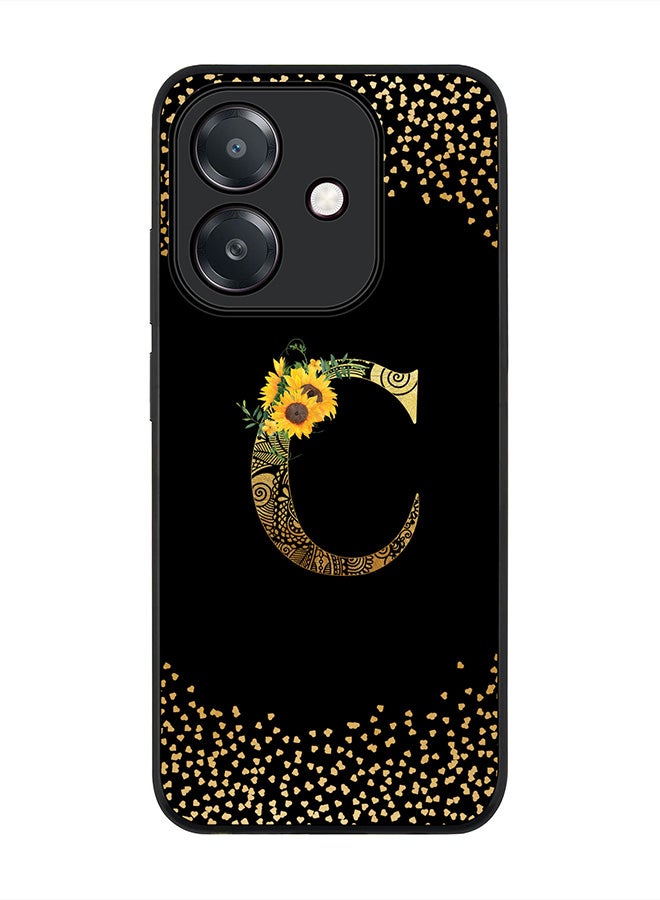Stylizedd For Oppo A5i Case,Slim fit Camera Protection, Shockproof Thin Phone cover  - Custom Floral Monogram - C ( Black )