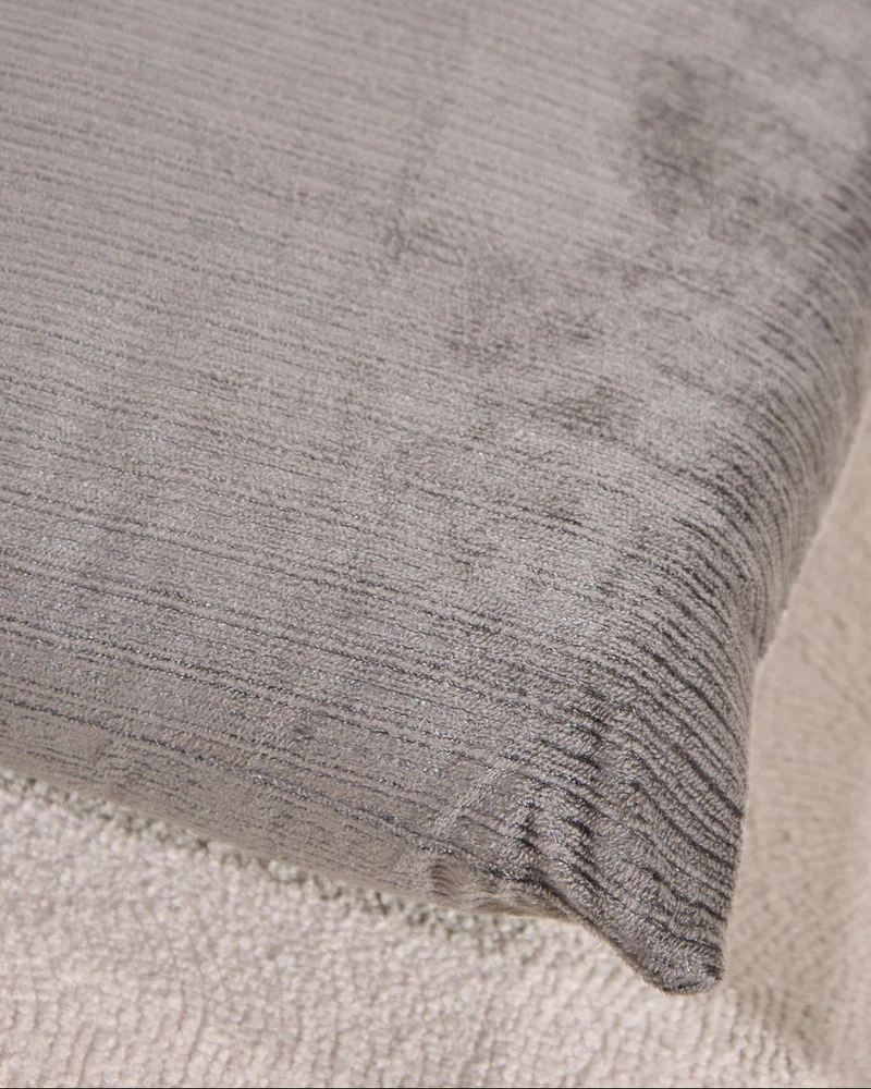 REDTAG Grey Stripe Velvet Cushion
