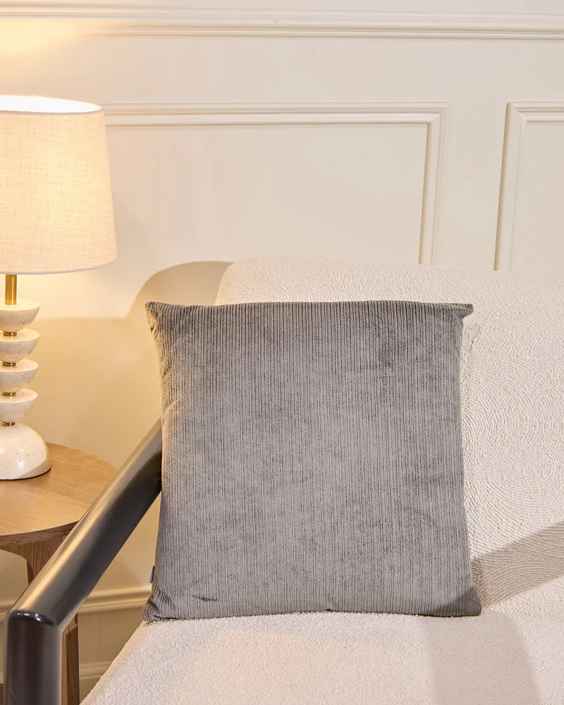 REDTAG Grey Stripe Velvet Cushion