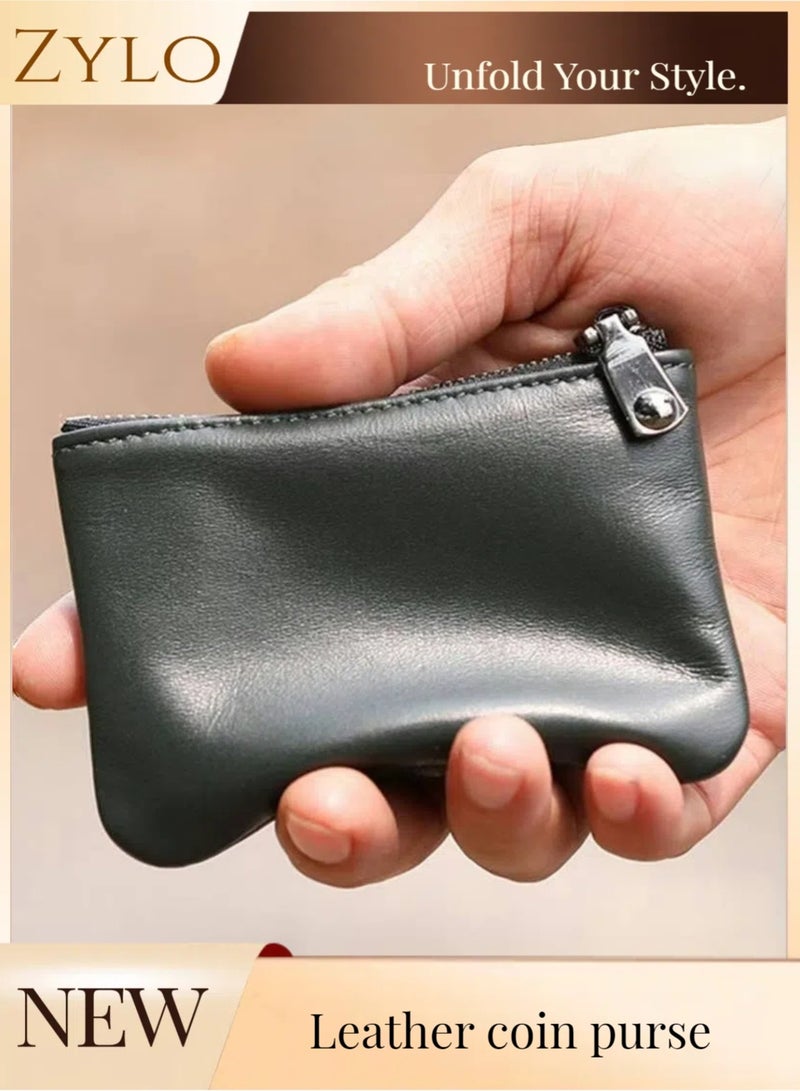 Zylo Genuine Leather Small Zipper Pouch Coin Purse Change Holder for Women And Men  - Image 1