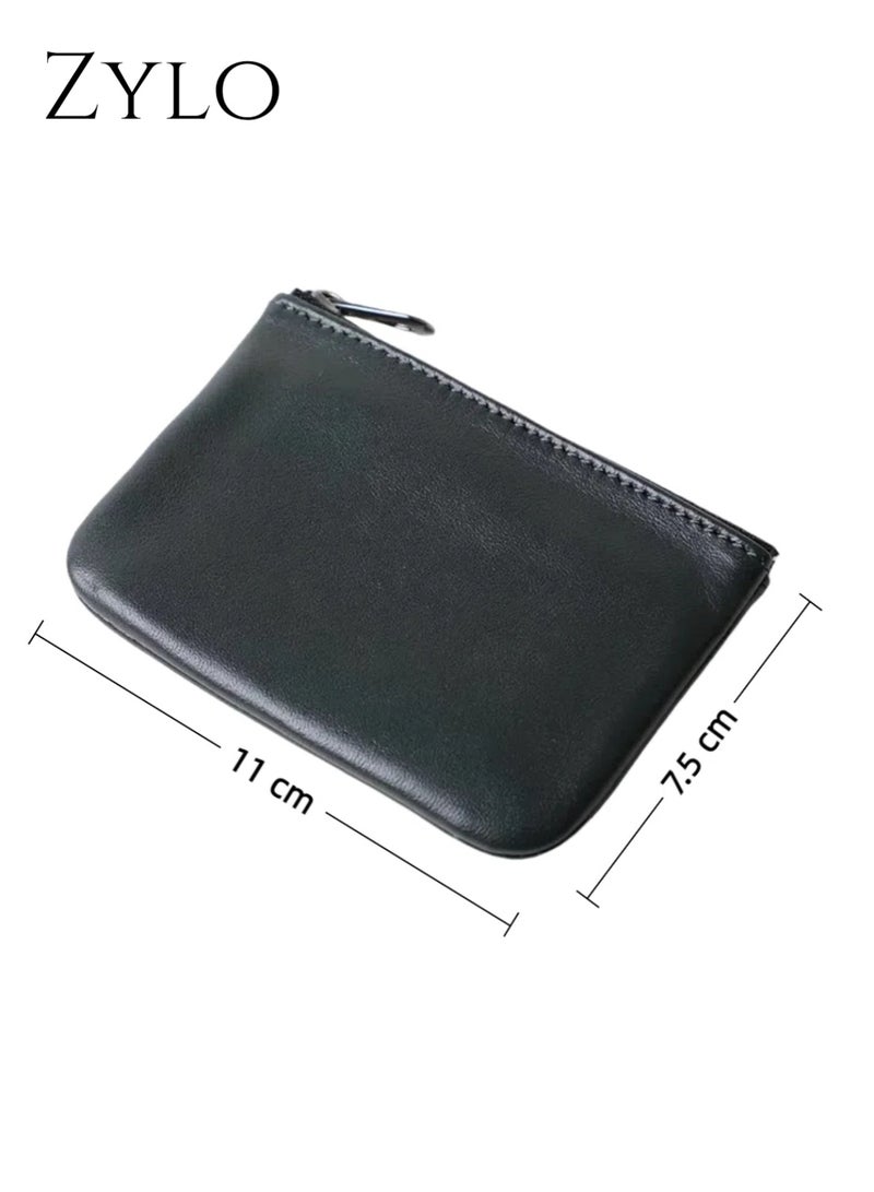 Zylo Genuine Leather Small Zipper Pouch Coin Purse Change Holder for Women And Men  - Image 2