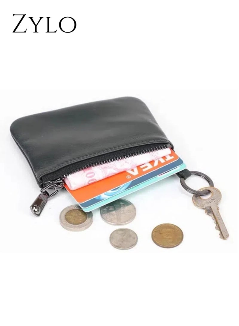 Zylo Genuine Leather Small Zipper Pouch Coin Purse Change Holder for Women And Men  - Image 3