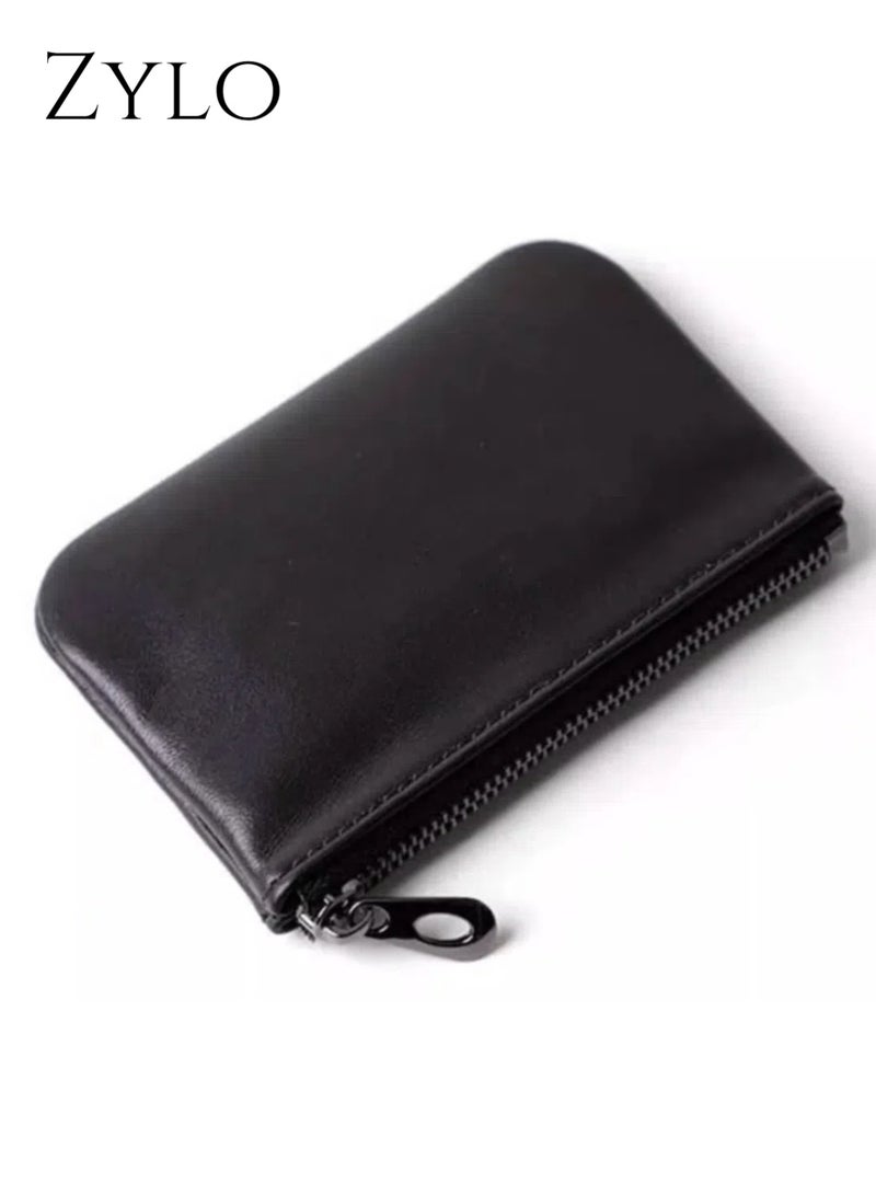Zylo Genuine Leather Small Zipper Pouch Coin Purse Change Holder for Women And Men  - Image 4