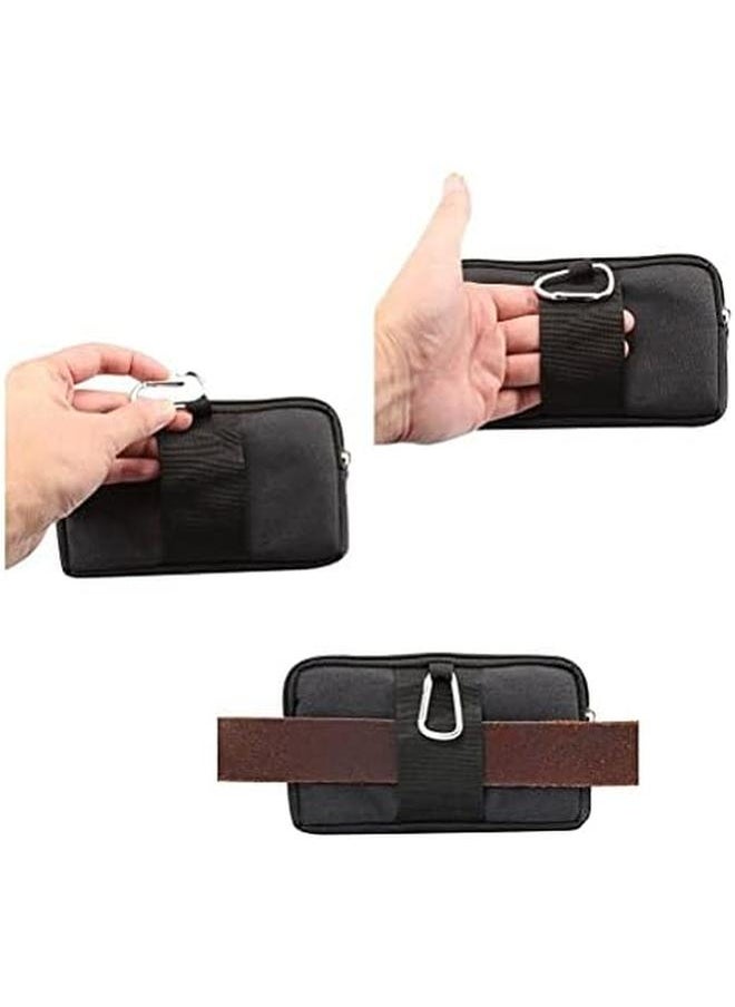 erorex - Multipurpose Horizontal Belt Case 2 Compartments Zipper For Pantech Vega R3 Im A850L Black 16 5X 9Cm - Image 1