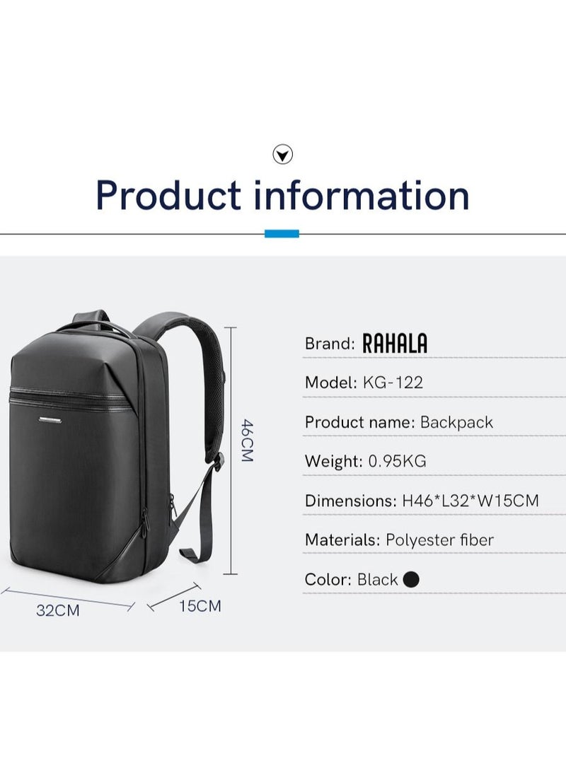 RAHALA - KG-122 Smart 15.6-Inch Laptop Large Capacity Business Travel Waterproof USB Outport Black - Image 1