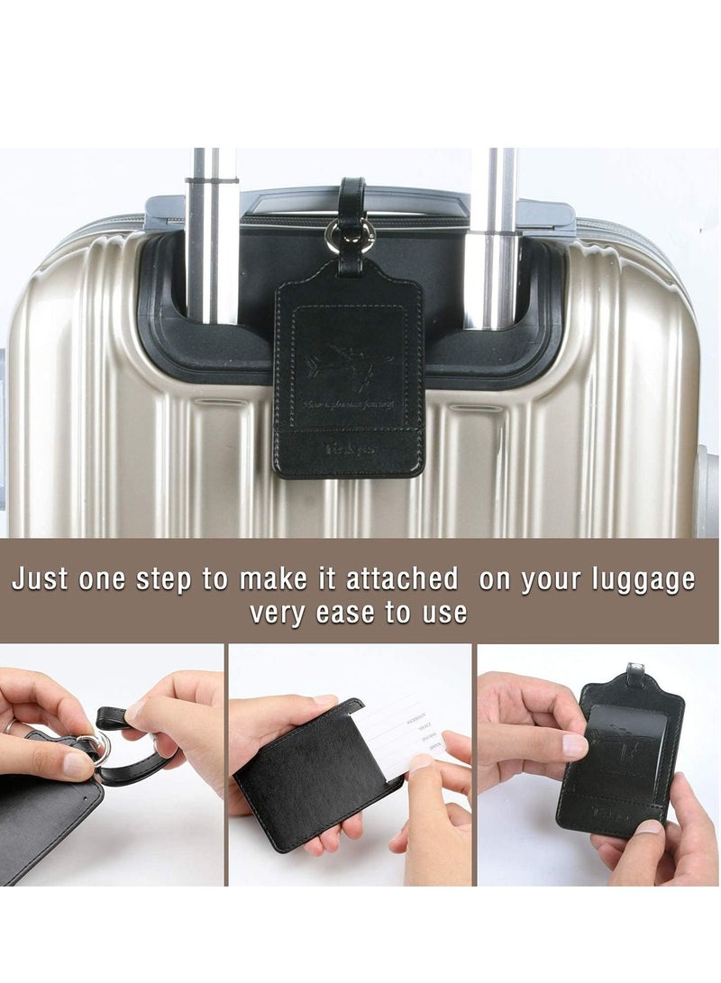 SYOSI Luggage Tags, 3 Pack Premium PU Leahter Luggage Tags Privacy, Passport Holder Travel Suitcase Tag Case Organizer, PU Leahter Luggage Tags Privacy Protection Travel Bag Labels Suitcase Tags - Image 5