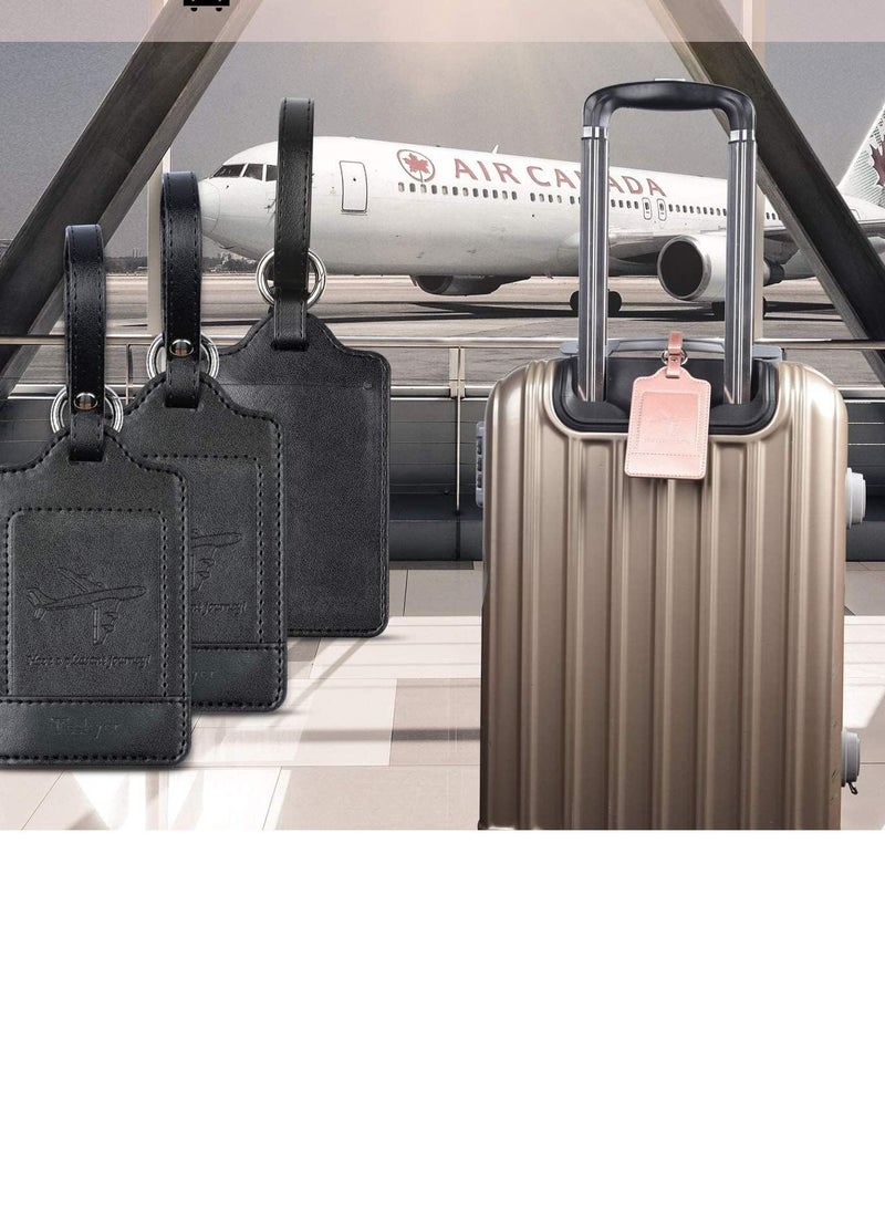 SYOSI Luggage Tags, 3 Pack Premium PU Leahter Luggage Tags Privacy, Passport Holder Travel Suitcase Tag Case Organizer, PU Leahter Luggage Tags Privacy Protection Travel Bag Labels Suitcase Tags - Image 2