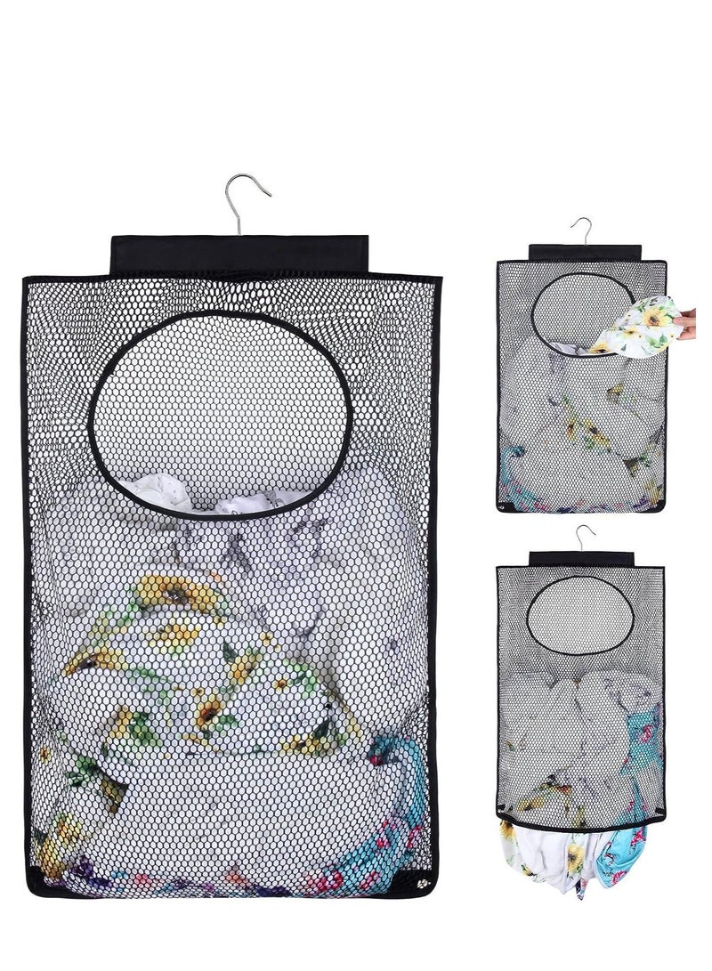 Hanging Mesh Laundry Bag Door Hanging Laundry Hamper Bag, Laundry Hamper Bags Collapsible Over Door Laundry Bag Large Hamper Clothes Storager for Space Saving Large Laundry Organizer Bag - Image 1