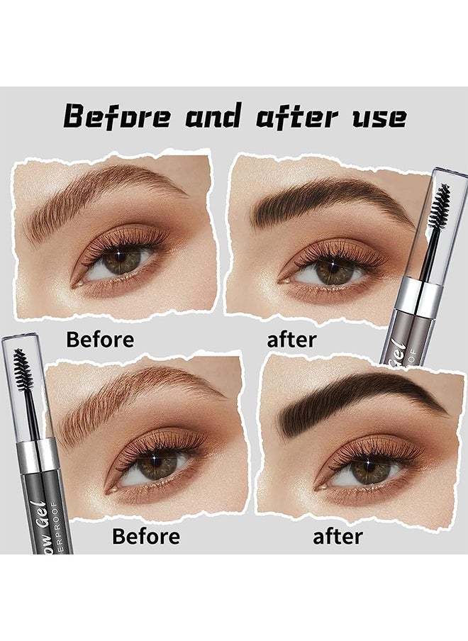 Eyebrow Gel Waterproof and Long Lasting Liquid Eyebrow Setting Gel Highly Pigmented Brows Styling with Brush (BLACK)