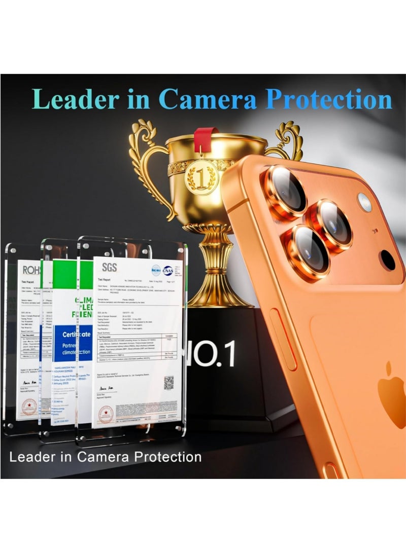 DUSALA Camera Lens Protectors for iPhone 17 Pro Max/17 Pro, Tough HD Individual Protectors, Scratch Resistant, Thin Tempered Glass Camera Screen Protector Cover Accessories (Orange, 17 Pro Max/17 Pro) - Image 2