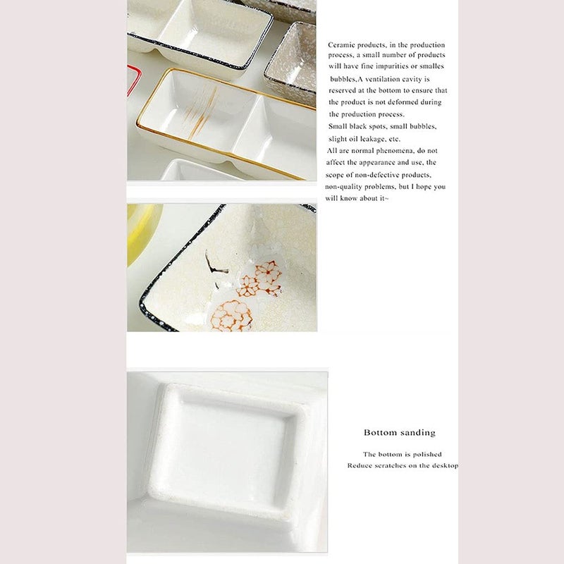 Ceramic Dipping Bowls Set of 2 Japanese Style Sauce Dish with 2 Compartments - Image 4