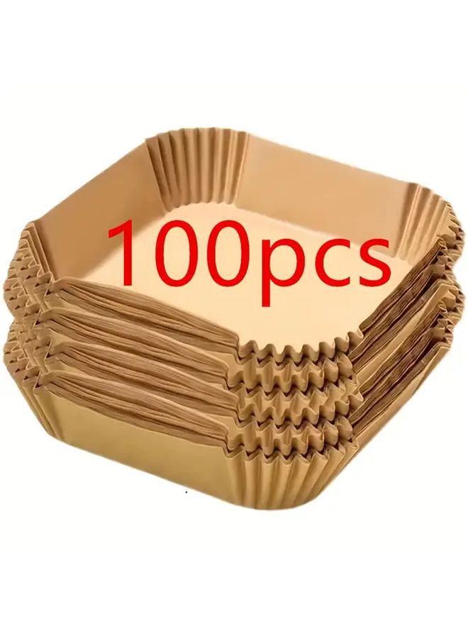 Yellow Disposable Baking Paper Fryer Liners 100 Pieces Heat Resistant 450F for Air Fryer Oven Microwave - Image 2