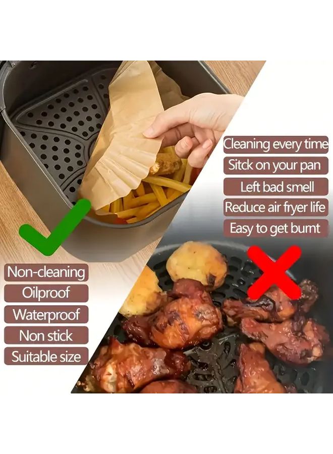 Yellow Disposable Baking Paper Fryer Liners 100 Pieces Heat Resistant 450F for Air Fryer Oven Microwave - Image 4