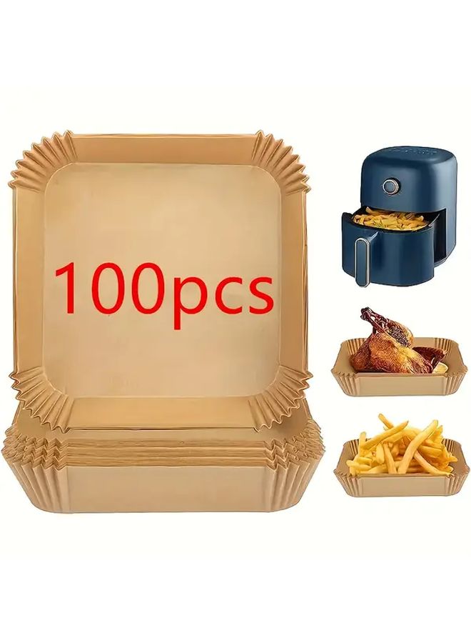 Yellow Disposable Baking Paper Fryer Liners 100 Pieces Heat Resistant 450F for Air Fryer Oven Microwave - Image 1
