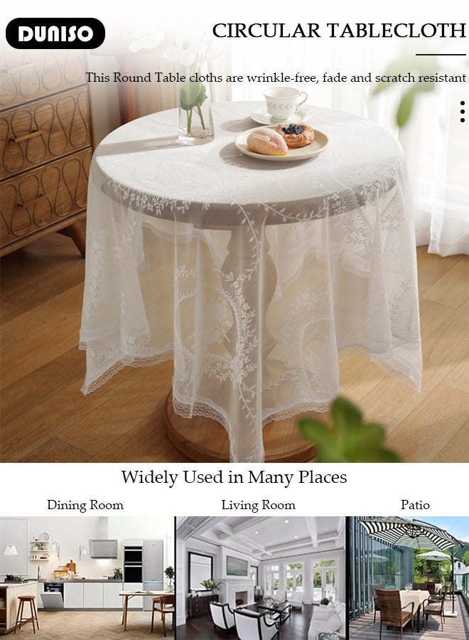 DUNISO White Round Tablecloths Polyester Table Cloth Bulk Washable Polyester Fabric Tablecloths Table Cover For Dinning Room Restaurant Party And Kitchen 140cm - Image 3