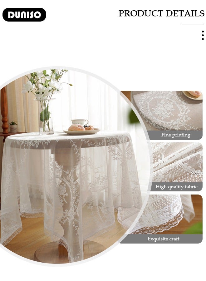 DUNISO White Round Tablecloths Polyester Table Cloth Bulk Washable Polyester Fabric Tablecloths Table Cover For Dinning Room Restaurant Party And Kitchen 140cm - Image 5