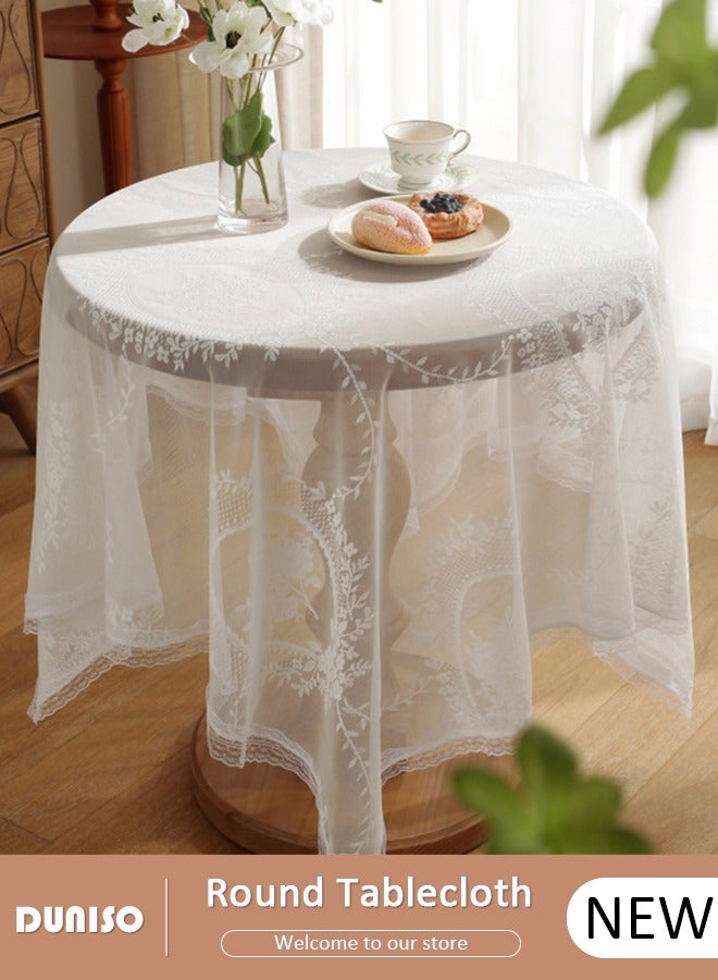 DUNISO White Round Tablecloths Polyester Table Cloth Bulk Washable Polyester Fabric Tablecloths Table Cover For Dinning Room Restaurant Party And Kitchen 140cm - Image 1