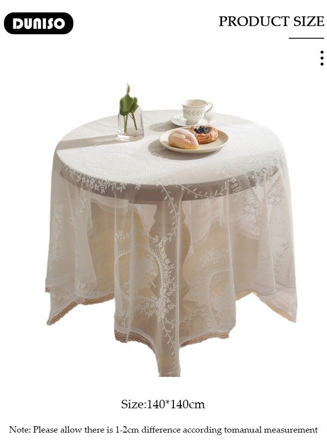 DUNISO White Round Tablecloths Polyester Table Cloth Bulk Washable Polyester Fabric Tablecloths Table Cover For Dinning Room Restaurant Party And Kitchen 140cm - Image 2