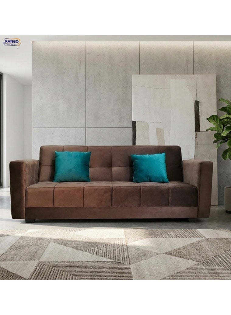 Rango A sofa bed, suitable for living rooms, guest rooms, and small spaces, from Rango Furniture, 120 x 210 cm, brown color. - Image 1