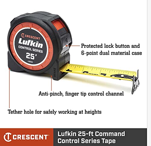 Lufkin Crescent Lufkin 1-3/16 x 25' Command Control Series Yellow Clad Tape Measure - L1025C - Image 2