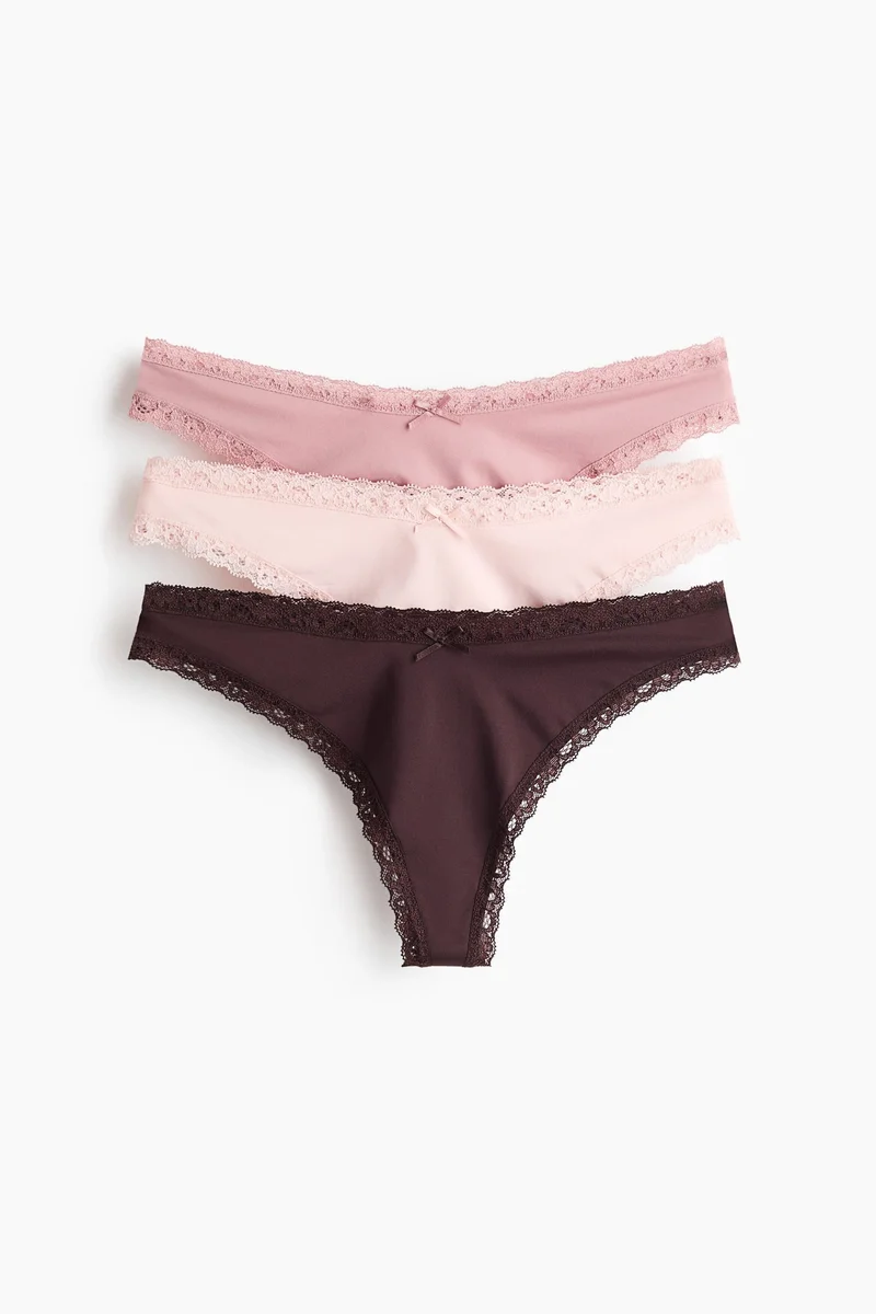 H&M 3-pack lace-trimmed thong briefs