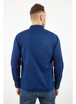 THE KOOPLES Men Relaxed Fit Long Sleeve Plain Full Zipper Shirt, Navy Blue  - Image 2