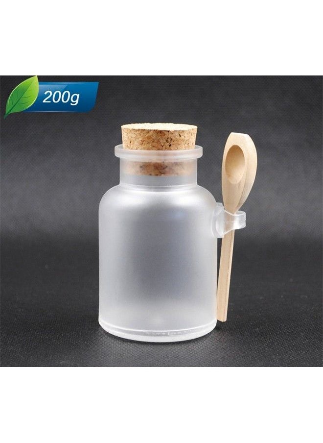 ASTRQLE - 2 Pcs 200Ml Empty Plastic Bath Salt Comestic Face Cream Powder Bottle Container Jar Pot With Cork Cap And Spoon - Image 1