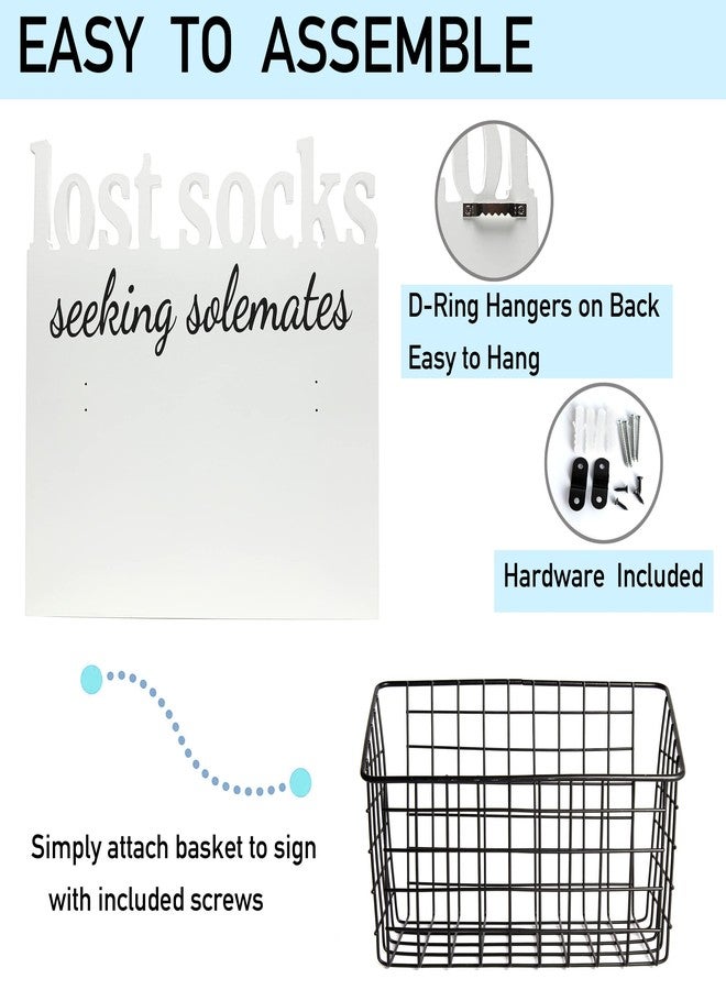 EVA murmure Lost Socks Rustic Wooden Laundry Sign Wall Decor With Attached Basket And Mom Tip Jar Wooden Sign With Bottle - Laundry Room Organization, Housewarming Gift Laundry Room Decor - White - Image 5