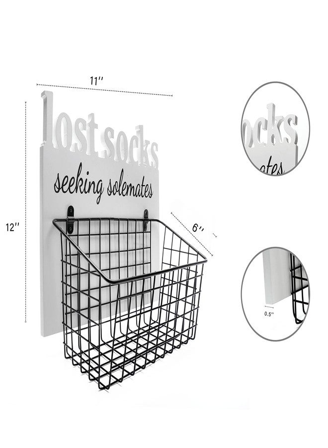 EVA murmure Lost Socks Rustic Wooden Laundry Sign Wall Decor With Attached Basket And Mom Tip Jar Wooden Sign With Bottle - Laundry Room Organization, Housewarming Gift Laundry Room Decor - White - Image 3