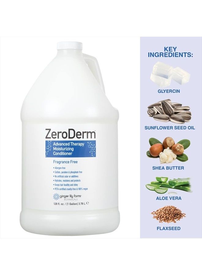ginger lily farms Botanicals ZeroDerm Advanced Therapy Moisturizing Conditioner for All Hair Types, 100% Vegan, Cruelty and Fragrance Free, 1 Gallon Refill, White, Unscented, 128 Fl Oz - Image 4